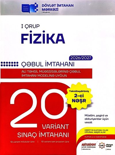 20 variant sınaq imtahanı fizika I qrup qəbul imtahanı